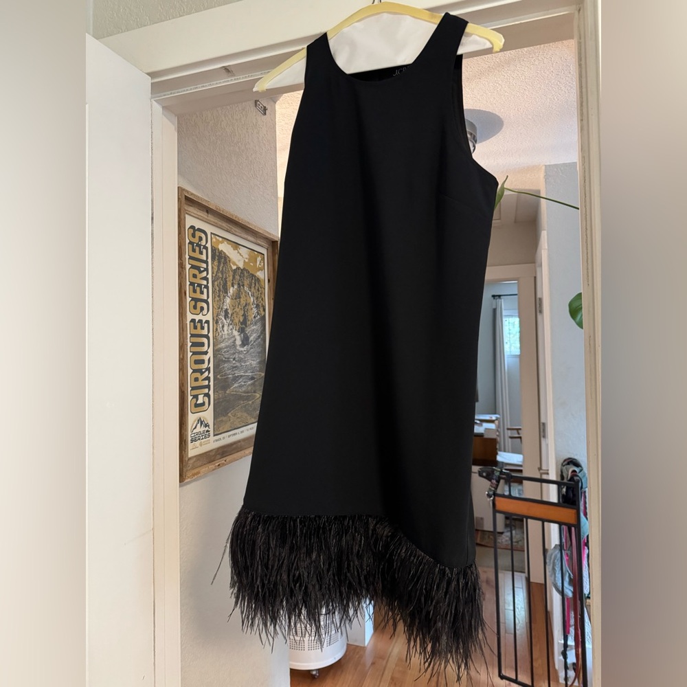 J. Crew Black Feather Hem Dress